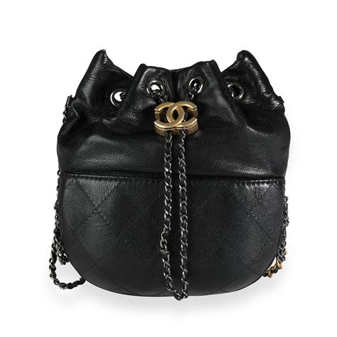 chanel small gabrielle quilted buckd et|Chanel Gabrielle Small Bucket Bag Black Calfskin Quilted.